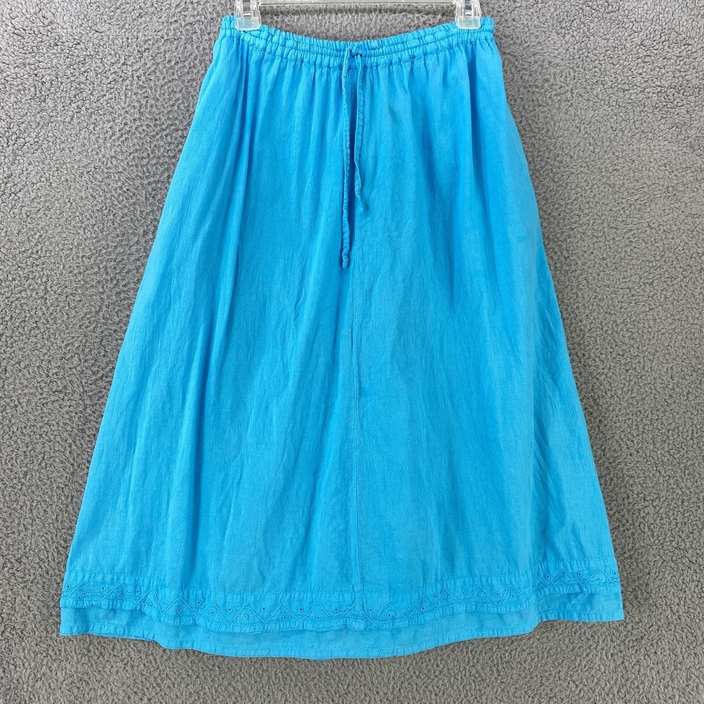 La Paloma de Tubac Skirt Womens S Turquoise Cotton Gauze Midi Eyelet Pockets